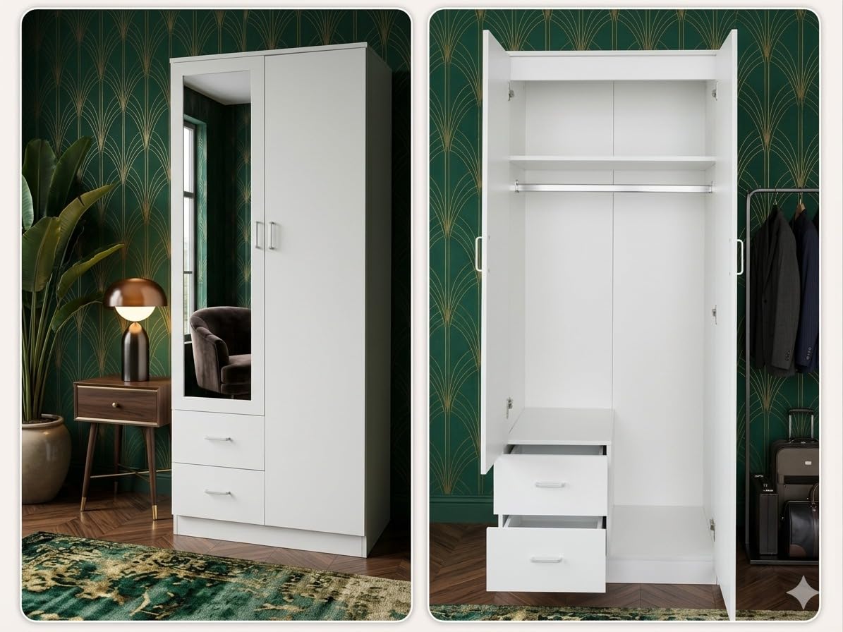Small Double Wardrobe with Mirror